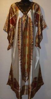 NWT Holiday Kwanzaa Beaded Copper Dashiki Kaftan Silky Party Dress L 