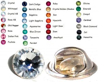 30 Colours Crystal 7mm Tie Cravat Tack Lapel Pins made with SWAROVSKI 