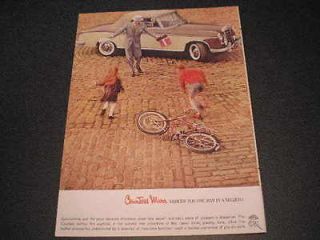 1960 Countess Mara Mens Fashion Ad Dad Mercedes Benz Car Bicycle Boy 