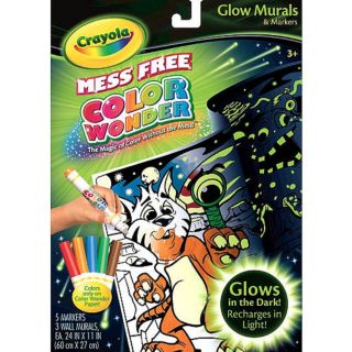 CRAYOLA COLOR WONDER 3 GLOW Wall MURALS 5 MARKERS 3+ Recharges in 