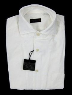 New CORNELIANI ID Italy White Cotton Silk S/S Dress Shirt 15.5 39 NWT 
