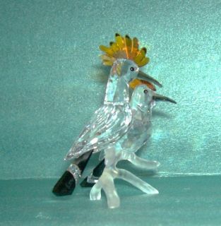 Swarovski Crystal Hoopoes Bird crystal double on perch figurine 