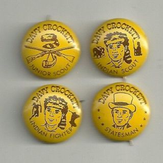   Different Vintage 1950s Davy Crockett Pins 7/8 Very Nice Condition