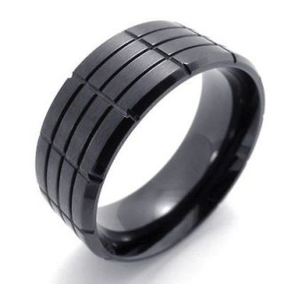 Stainless Steel Black Cool Mens Ring Size 8 9 10 11 12 R290