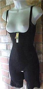 Black Cupless Zip front Slimming Body shaper w/ thigh Control 