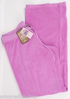 NEW JUICY COUTURE BLISSFULL PINK ORIGINAL LEG VELOUR TRACK PANTS XL