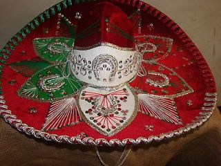 Elegant Mexican Sombrero Red Mariachi Charr​o Western Hat