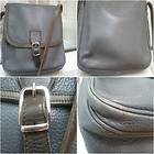 Courreges Paris crossbody messenger grey pebbled leather handbag