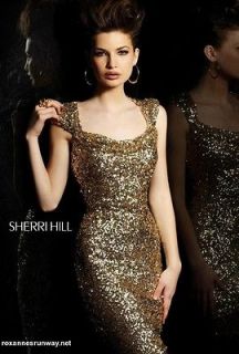 Sherri Hill 1611 Gold Sequined Cocktail Dress