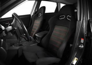   PVC Fabric Red Stitch Reclinable Fiberglass Shell Racing Seat+Slider