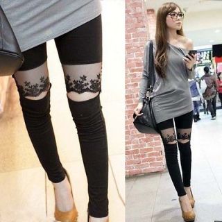 Trendy Personalized Womens Leggings Pencil Pants See through Lace 