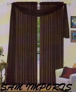 pcs CHOCOLATE Scarf Voile Window Panel Solid sheer valance curtains