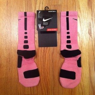 Nike Elite Custom Basketball Socks   Pink w/Black Stripe NWT   Sz L 