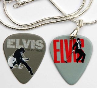 Elvis Two Sided Guitar Silver Necklace + Matching Pick