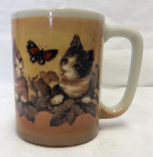 Collectible Otagiri Woodriver Gallery Cat Kitty Kitten Butterfly Cup 