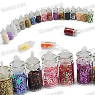 20 Nail Art Mini Bottle Glitter Rhinestone Powder Tips Decoration 