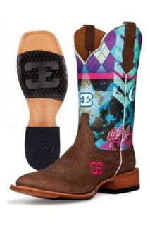   Cinch Edge Sky Bar CEW107 Brown Square Toe Leather Cowboy Boots