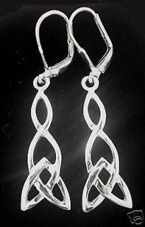Sterling Silver Celtic Dangle Drop Earrings Irish Made jewellery knot 