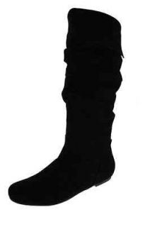 Steve Madden NEW Bonanza Black Suede Slouched Fold Over Knee High 