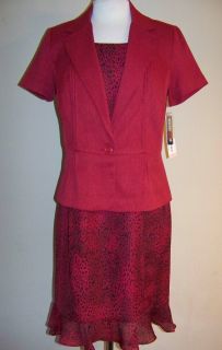 DANNY & NICOLE Crimson Animal Print Dress & Jacket, 10 *NWT*