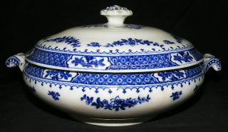 Winkle Knowsley Flow Blue Covered Vegetable Whieldon Ware