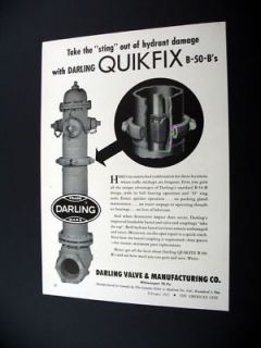 Darling Quikfix B 50 B Fire Hydrant 1957 print Ad
