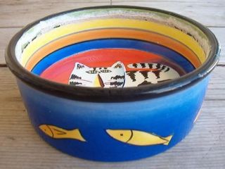 Cat Food Dish Naylor Designs AS IS Fish Handpainted X