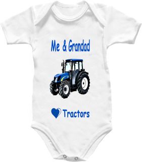 Tractor Baby Grow Holland Blue Shirt Jacket Top Grandad