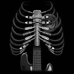 Cool Tshirt Amped Up Guitar Heart Rib Cage Speaker Cords Notes Music 