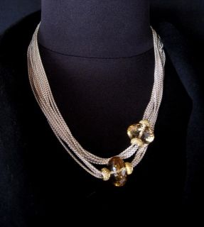 DAVID YURMAN ( STERLING SILVER 18K GOLD NECKLACE W/ TWO YELLOW STONES