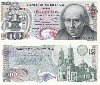 Banco de Mexico $ 10 Pesos Hidalgo May 15, 1975 UNC Serie R5347381.