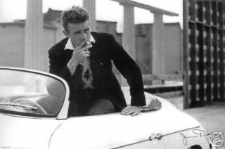 James Dean in his 356 Speedster B / W RARE Poster