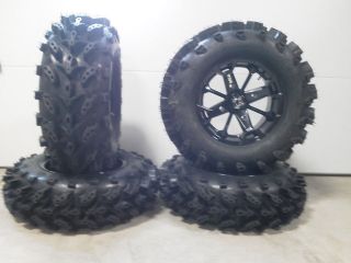   Black 14 ATV Wheels 28 Swamp Lite Tires Arctic Cat TBX Wildcat (4