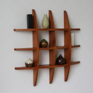   30 H inch Honey Oak Color Solid Wood Cross Display Wall Shelf