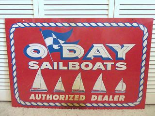 Vintage Oday Sailboats Steel Dealer Sign Rare Sailing Outboard Motor 