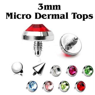 5mm GLITTER Flat Dome Micro Dermal Anchor TOP Body Jewelry