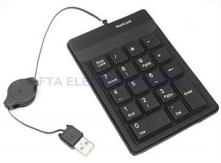   Number Key Pad Keyboard with Retractable USB Cable Laptop Desktop