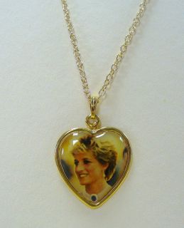 Vtg Princess Diana Heart Shaped Pendant Necklace Royalty Queen Charm 