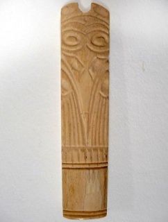 Antique Eskimo Carved Raven Knife Handle Inuit Ox Bone Carving
