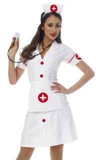 Womens White Nurse Dress Outfit Halloween Costume L