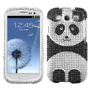 Playful Panda Diamante Phone Snap on Hard Case For SAMSUNG Galaxy S 3 