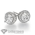 NATURAL DIAMOND SOLITAIRE EARRINGS 2.50 CARAT ROUND CUT NEW 14KT GOLD
