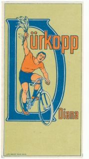 Original vintage poster DURKOPP DIANA BICYCLES Label