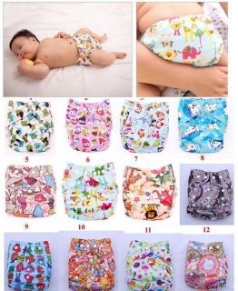 Baby Cartoon Animal Reusable Diaper Covers Cloth nappy + Liner Inserts 