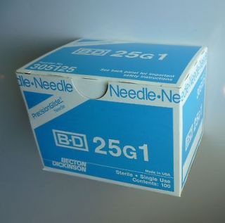   100 B D 305125 25g x 1 Hypodermic Needles Becton Dickinson disposable
