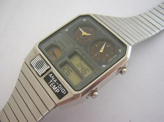 RARE VINTAGE CITIZEN ANA DIGI THERMOMETER DUAL TIME LCD WATCH WITH 