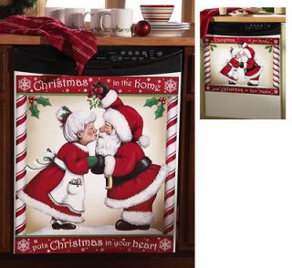 Kissing Santa Decorative Christmas Dishwasher Cover Magnet Large