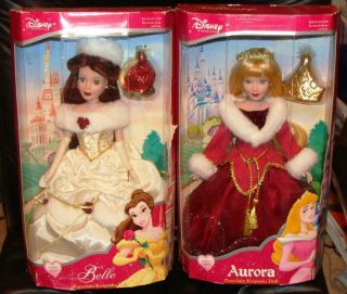 Brass Key Porcelain Disney Princess Belle & Sleeping Beauty dolls 14 