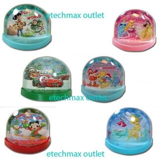 Disney characters Lenticular Plastic Snowglobe Princess Fairies Cars 
