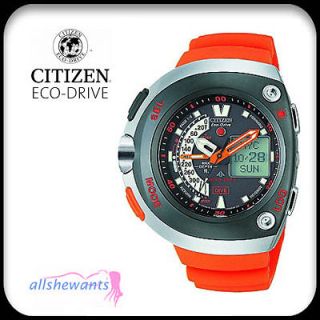   ECO DRIVE WATCH * Aqualand Diver for MEN * Water Temp * JV0030 19F